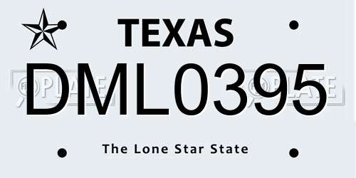 DML0395 Texas License Plate