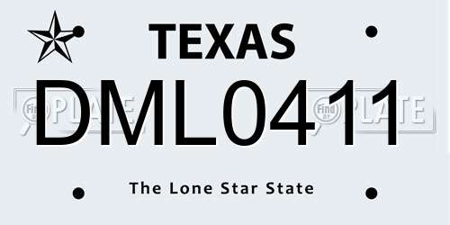 DML0411 Texas License Plate