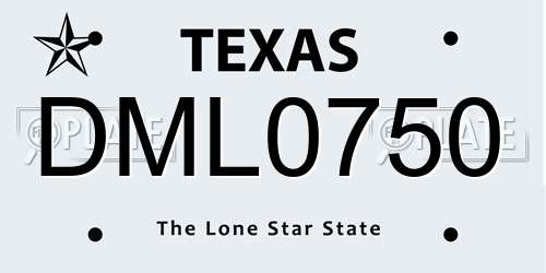 DML0750 Texas License Plate