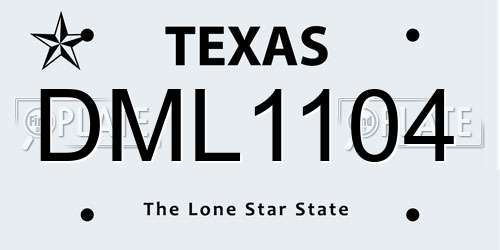 DML1104 Texas License Plate