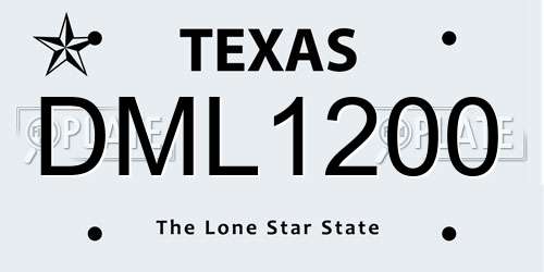 DML1200 Texas License Plate