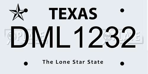DML1232 Texas License Plate