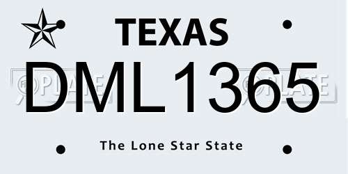 DML1365 Texas License Plate