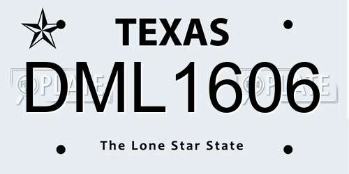 DML1606 Texas License Plate
