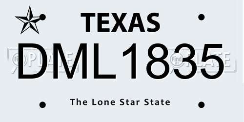 DML1835 Texas License Plate