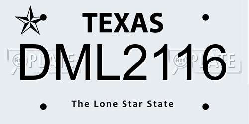 DML2116 Texas License Plate