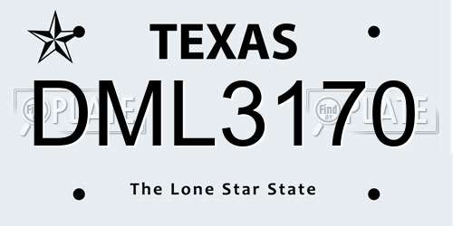 DML3170 Texas License Plate
