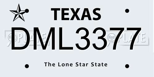 DML3377 Texas License Plate