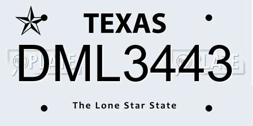 DML3443 Texas License Plate