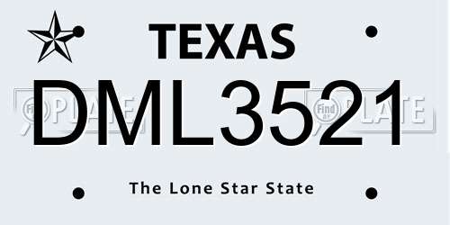 DML3521 Texas License Plate