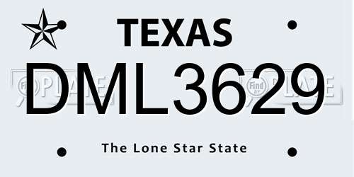 DML3629 Texas License Plate