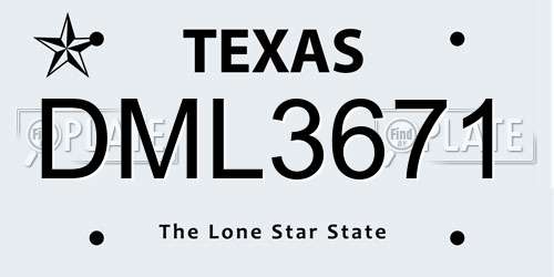DML3671 Texas License Plate