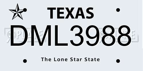 DML3988 Texas License Plate
