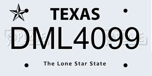 DML4099 Texas License Plate