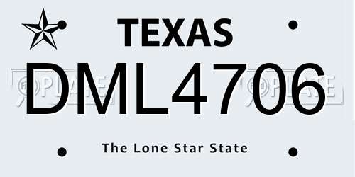 DML4706 Texas License Plate