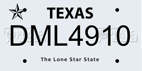 DML4910 Texas License Plate