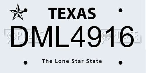 DML4916 Texas License Plate