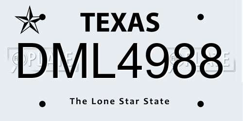 DML4988 Texas License Plate