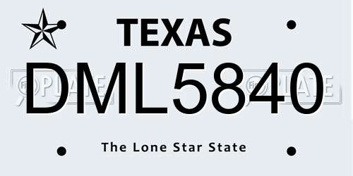 DML5840 Texas License Plate