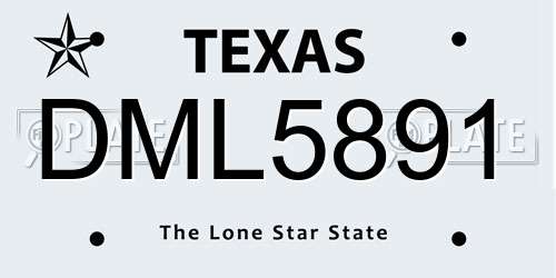 DML5891 Texas License Plate