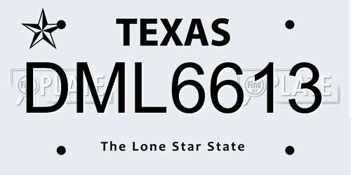 DML6613 Texas License Plate