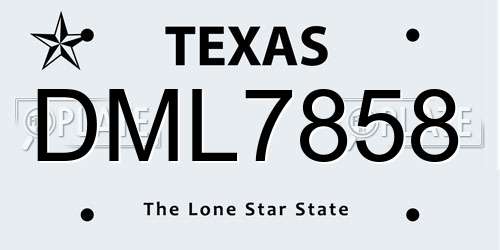 DML7858 Texas License Plate
