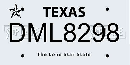 DML8298 Texas License Plate