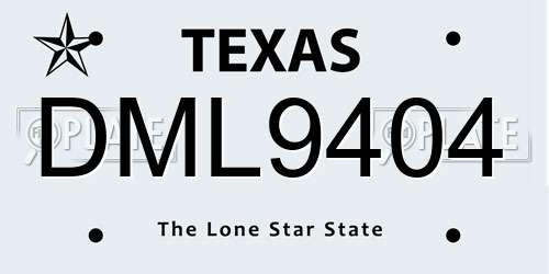 DML9404 Texas License Plate