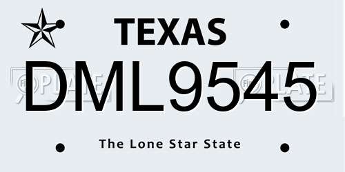 DML9545 Texas License Plate