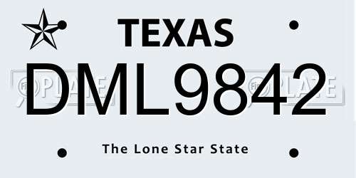 DML9842 Texas License Plate