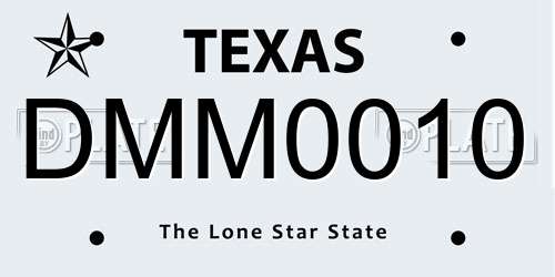 DMM0010 Texas License Plate