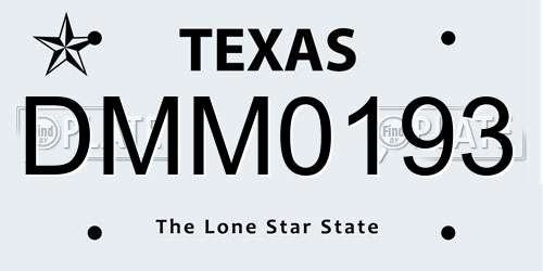 DMM0193 Texas License Plate