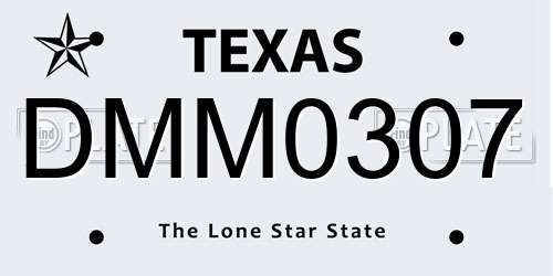 DMM0307 Texas License Plate