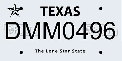 DMM0496 Texas License Plate
