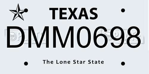 DMM0698 Texas License Plate