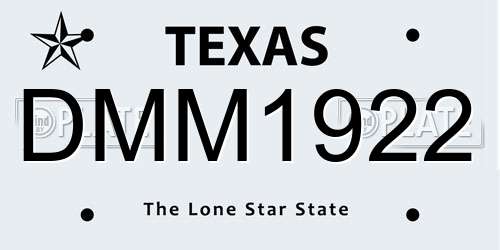 DMM1922 Texas License Plate
