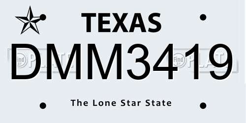 DMM3419 Texas License Plate