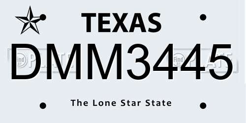 DMM3445 Texas License Plate