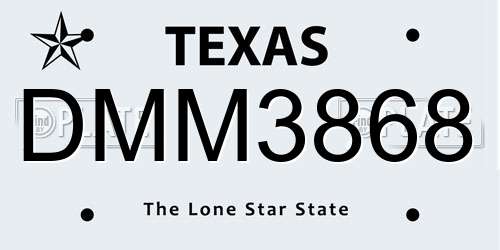 DMM3868 Texas License Plate