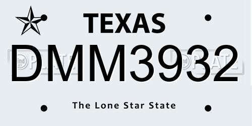 DMM3932 Texas License Plate
