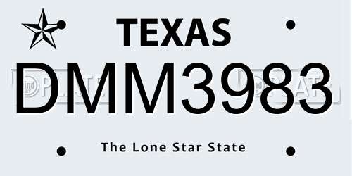 DMM3983 Texas License Plate