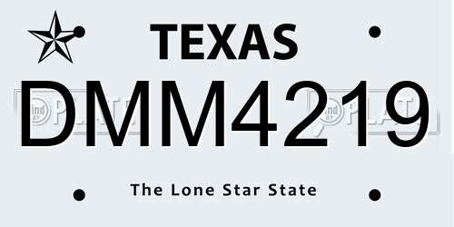 DMM4219 Texas License Plate