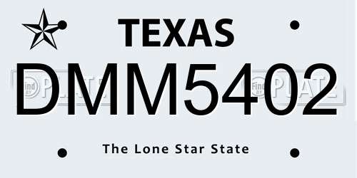 DMM5402 Texas License Plate