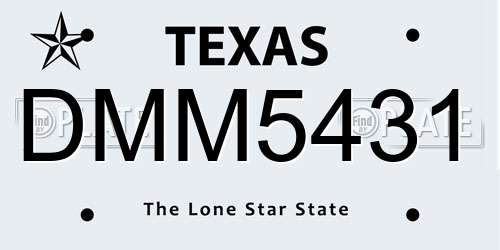 DMM5431 Texas License Plate