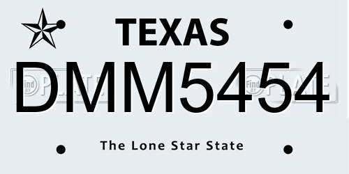 DMM5454 Texas License Plate