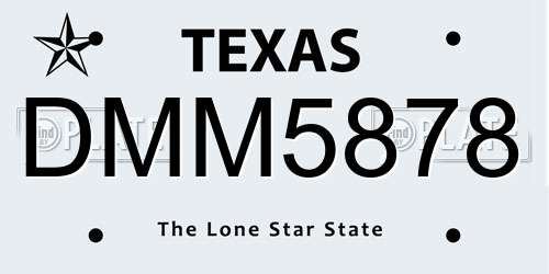 DMM5878 Texas License Plate
