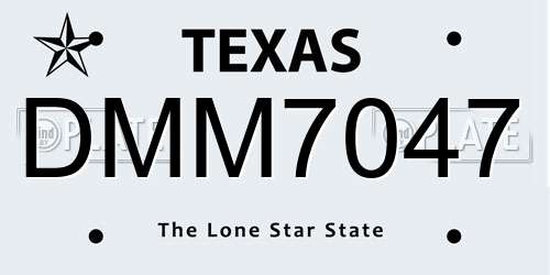 DMM7047 Texas License Plate