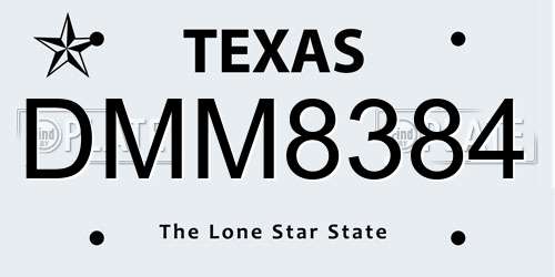 DMM8384 Texas License Plate