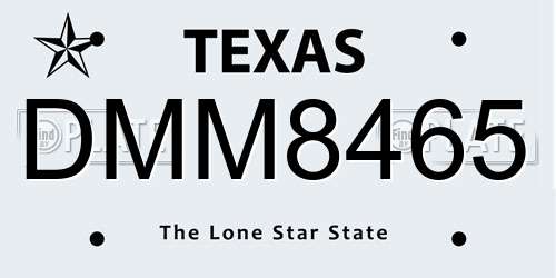 DMM8465 Texas License Plate