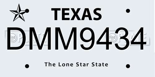DMM9434 Texas License Plate